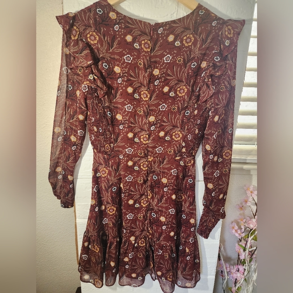 AQUA Floral V-Neck Mini Dress - XS - Bloomingdale's Exclusive - Like New - Picture 10 of 11
